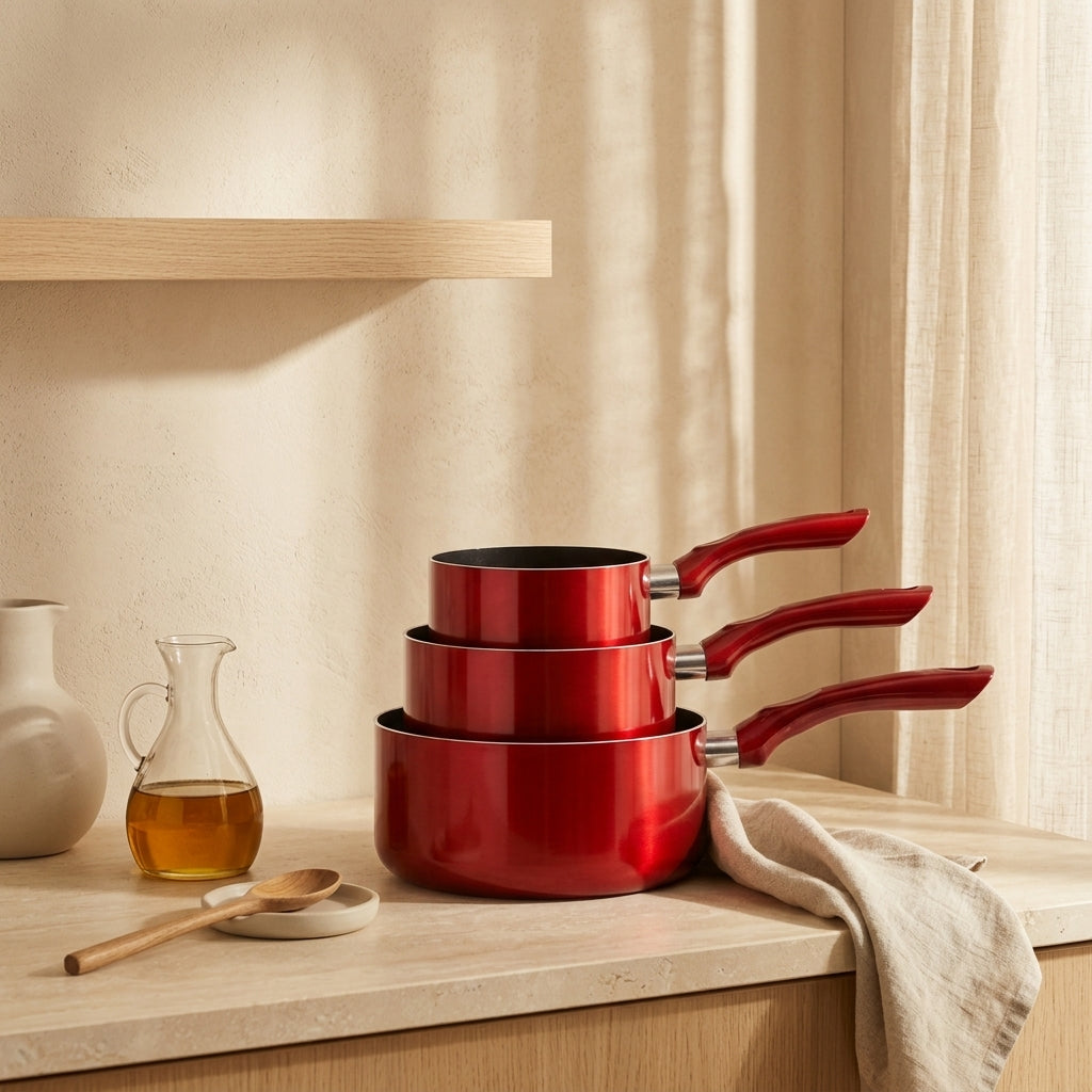 Cerise - Set De 3 Casseroles - Aluminium - 14/16/18 Cm