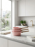 Set 3 Casseroles 16/18/20cm - Aluminium Forgé - Revêtement Céramique - Rose