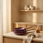 Set 3 Poêles 20/24/28cm - Aluminium Forgé - Revêtement Céramique - Prune