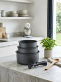 Set 3 Casseroles 16/18/20cm - Aluminium - Anti-Adhésif - Gris Mat