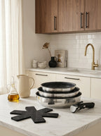 Set of 3 Non-Stick Frying Pans with Removable Handle & 3 Frying Pan Protectors - Amo Ceramic - Silver