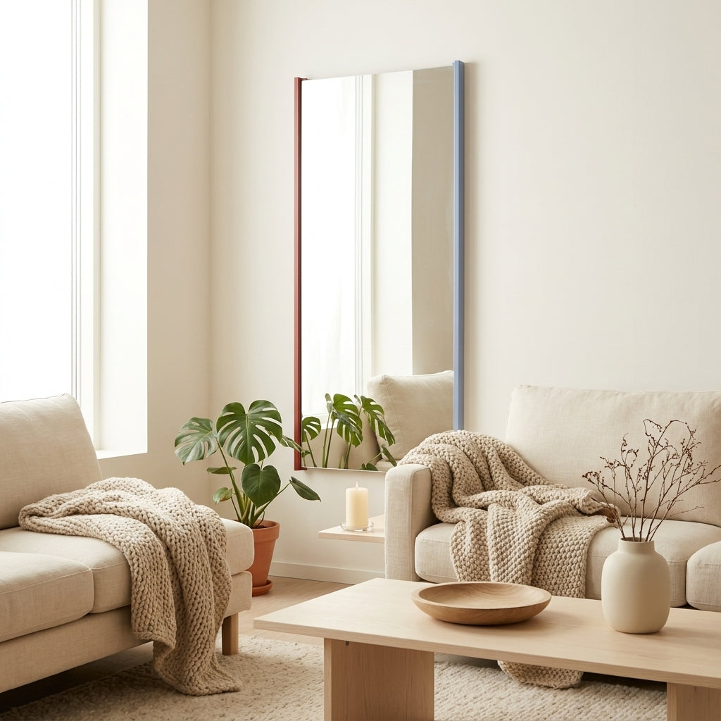Miroir Mural Lun - Auburn Red & Frosty Blue