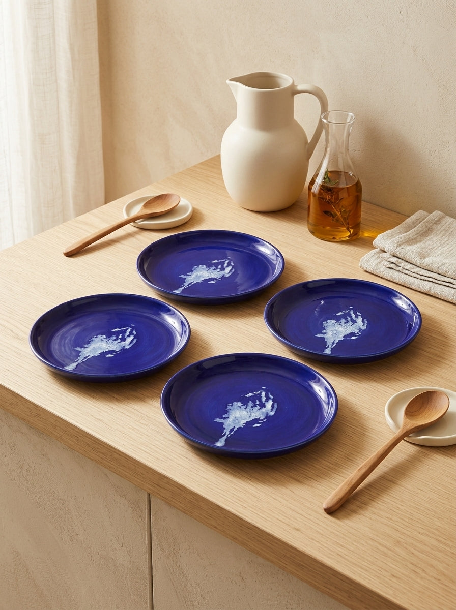 Feast - 4 Plates XS - Dark Blue White - Ottolenghi