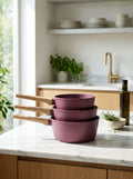 Set of 3 Saucepans 16/18/20cm - Forged Aluminum - Ceramic Coating - Plum