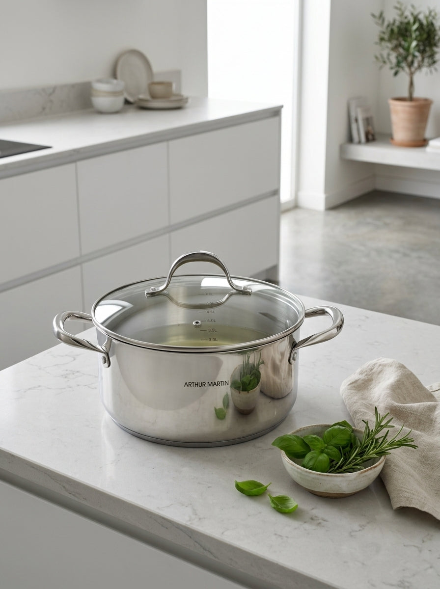 Olla 28cm - Tapa de Vidrio - Acero Inoxidable - Inox