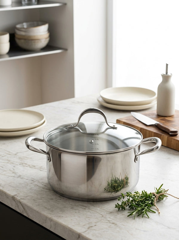 Olla 24cm - Tapa de Vidrio - Acero Inoxidable - Inox