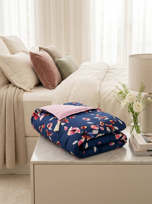Aurore - Super Thick Quilt With Tassels - Cotton Satin -: Pink