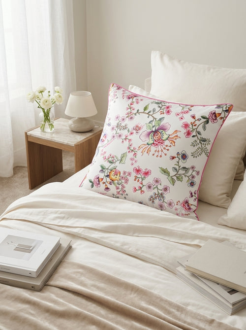 Jardin Secret - Taie D'Oreiller - Satin De Coton - Blanc
