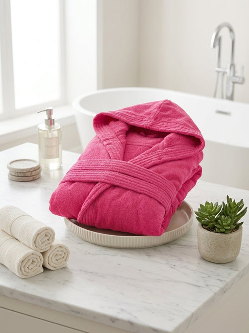 Peignoir Avec Capuche - Coton Ultra Absorbant - Fuchia