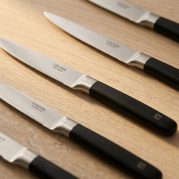 Kasaro - Set 6 Coltelli Da Bistecca - Acciaio Molibdeno-Vanadio X50CrMoV15 - Nero
