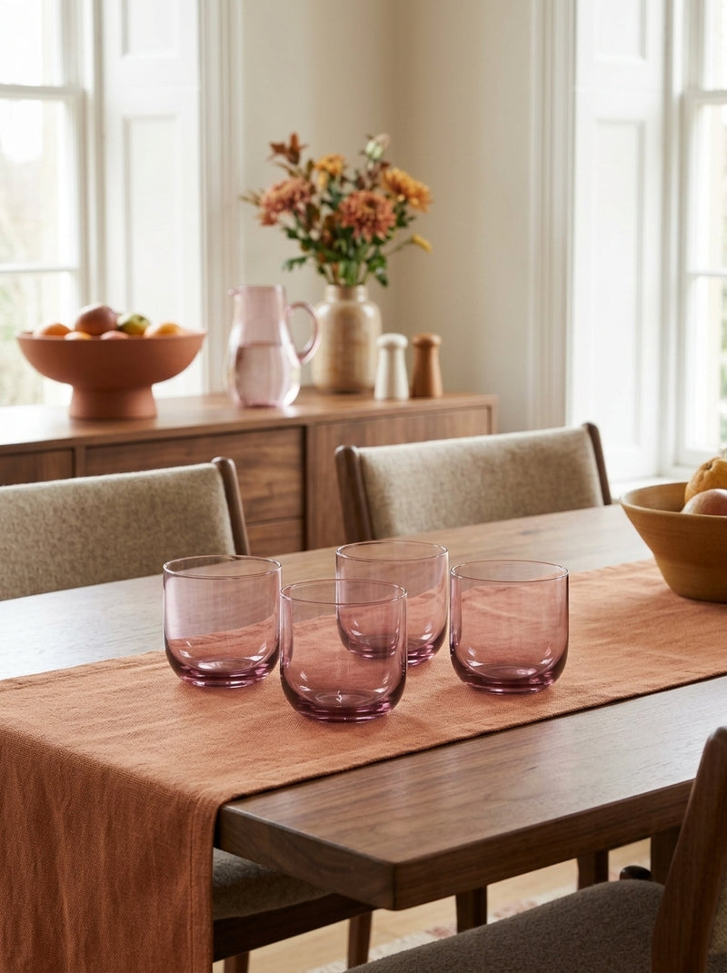 Eyden - Juego de 4 vasos de 26 cl - Vidrio soplado - Rosa