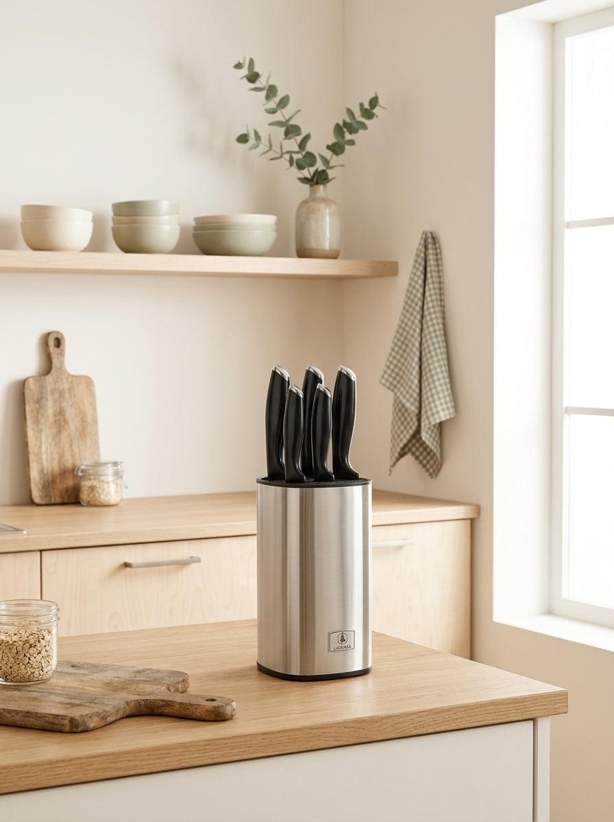 Lumin - Block + 5 Knives - Steel - Black