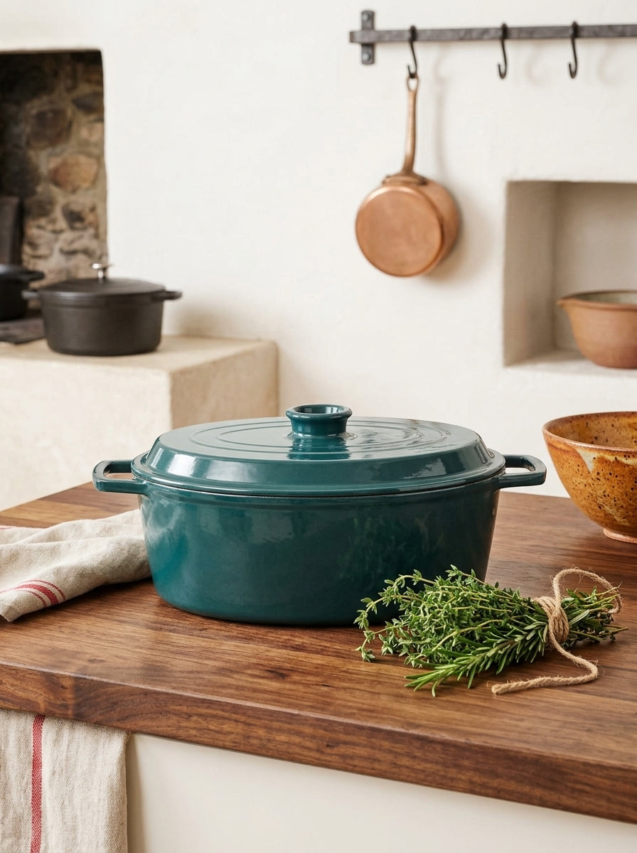 MasseIron - Oval Casserole - Enameled Cast Iron - Emerald
