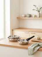 Réactif - Set of 3 Removable Frying Pans - Stainless Steel - Silver