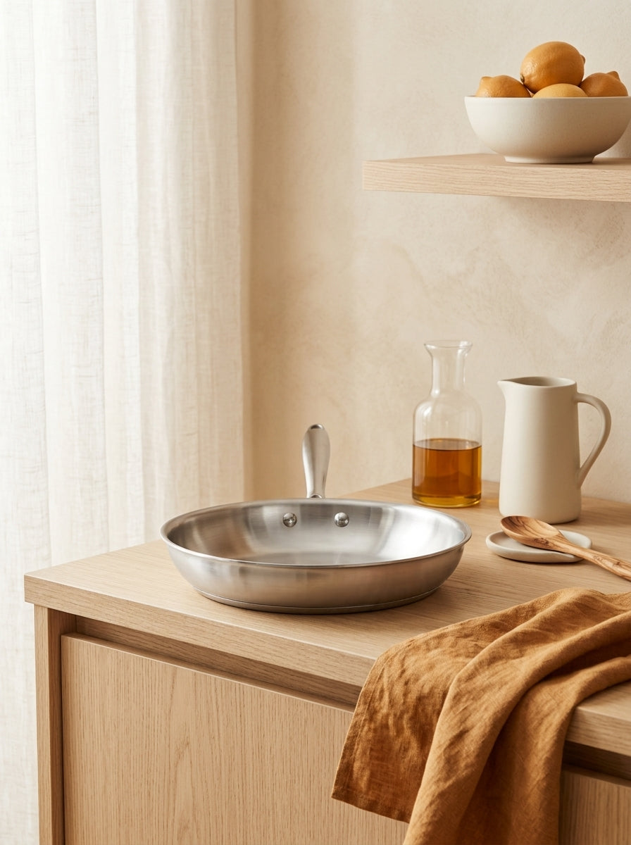 Frying pan - Triplex stainless steel - Silver