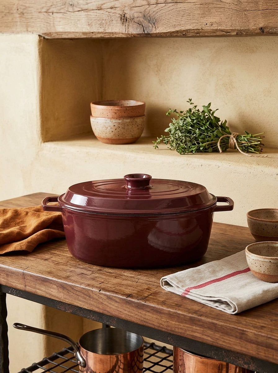 MasseIron - Oval Casserole - Enameled Cast Iron - Merlot