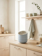 Iris Bleu - Set of 6 Bowls - Reactive Stoneware - Blue