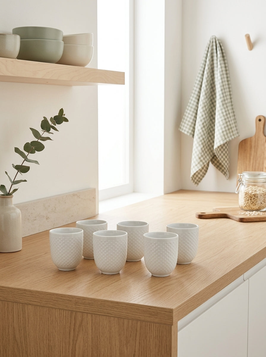 Serenity - Lot De 6 Tasses - Porcelaine - Blanc