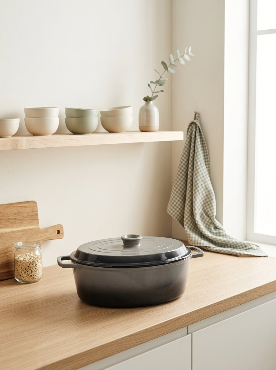 MasseIron - Oval Casserole - Enameled Cast Iron - Slate