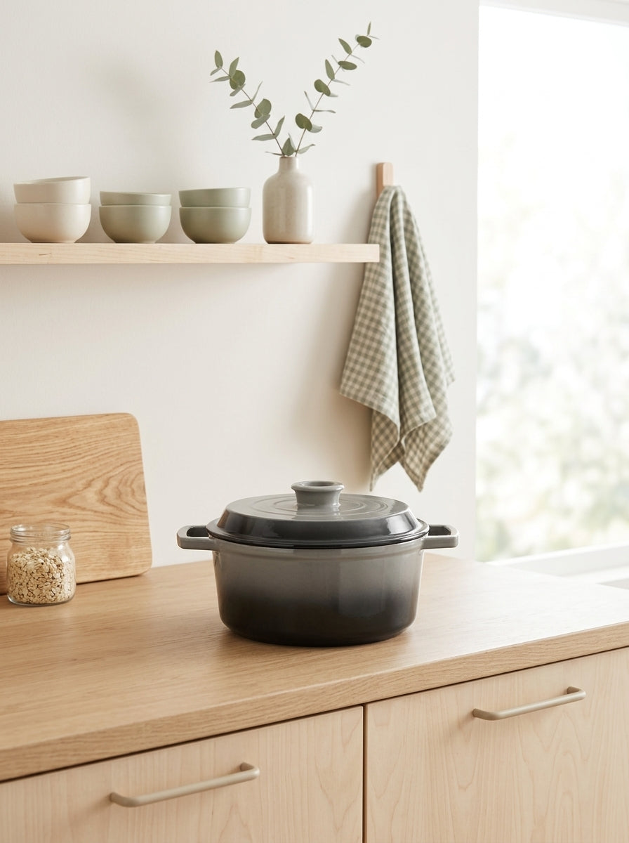 MasseIron - Round Casserole - Enameled Cast Iron - Slate