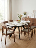 Inski - Mesa de comedor ovalada extensible - 6 plazas - Blanco