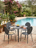 Baca - Table + 4 Round Metal Chairs Set - Gray