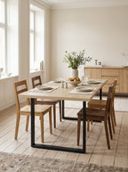 Alina - Table De Repas Et Pieds En Métal - 4 Personnes - Naturel