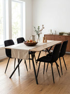 Velvet - Ensemble Repas Table + 4 Chaises En Velours - Naturel