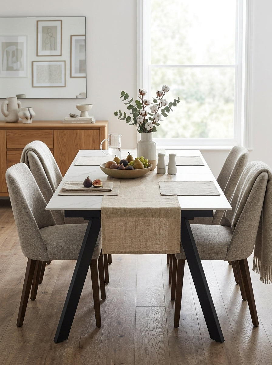 Inski - Mesa de comedor extensible de cerámica - 6 plazas - Blanco