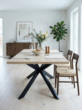 Alina - Metal Cross Legs Dining Table - 4 People - Natural