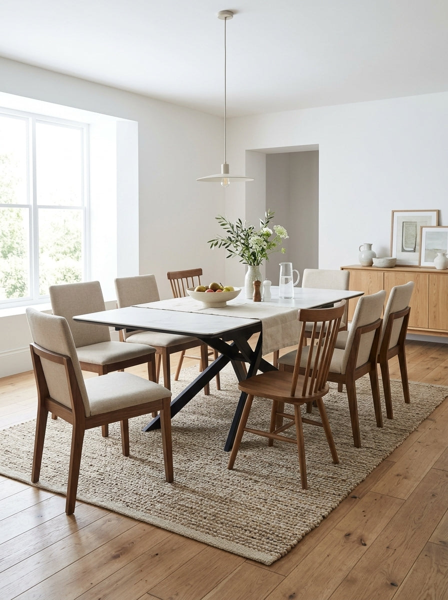 Inski - Mesa de comedor extensible - 8 plazas - Blanco