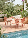 Baca - Garden Table Set + 4 Round Metal Chairs - Terracotta