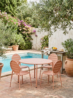 Baca - Conjunto Mesa + 4 Sillas Redondas de Metal - Terracota