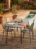 Baca - Ensemble Table De Jardin + 4 Chaises Rondes En Métal - Gris