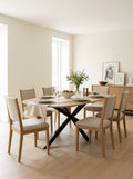 Linz - Table À Manger En Bois Et Pied En Métal - 6 Personnes - Chêne