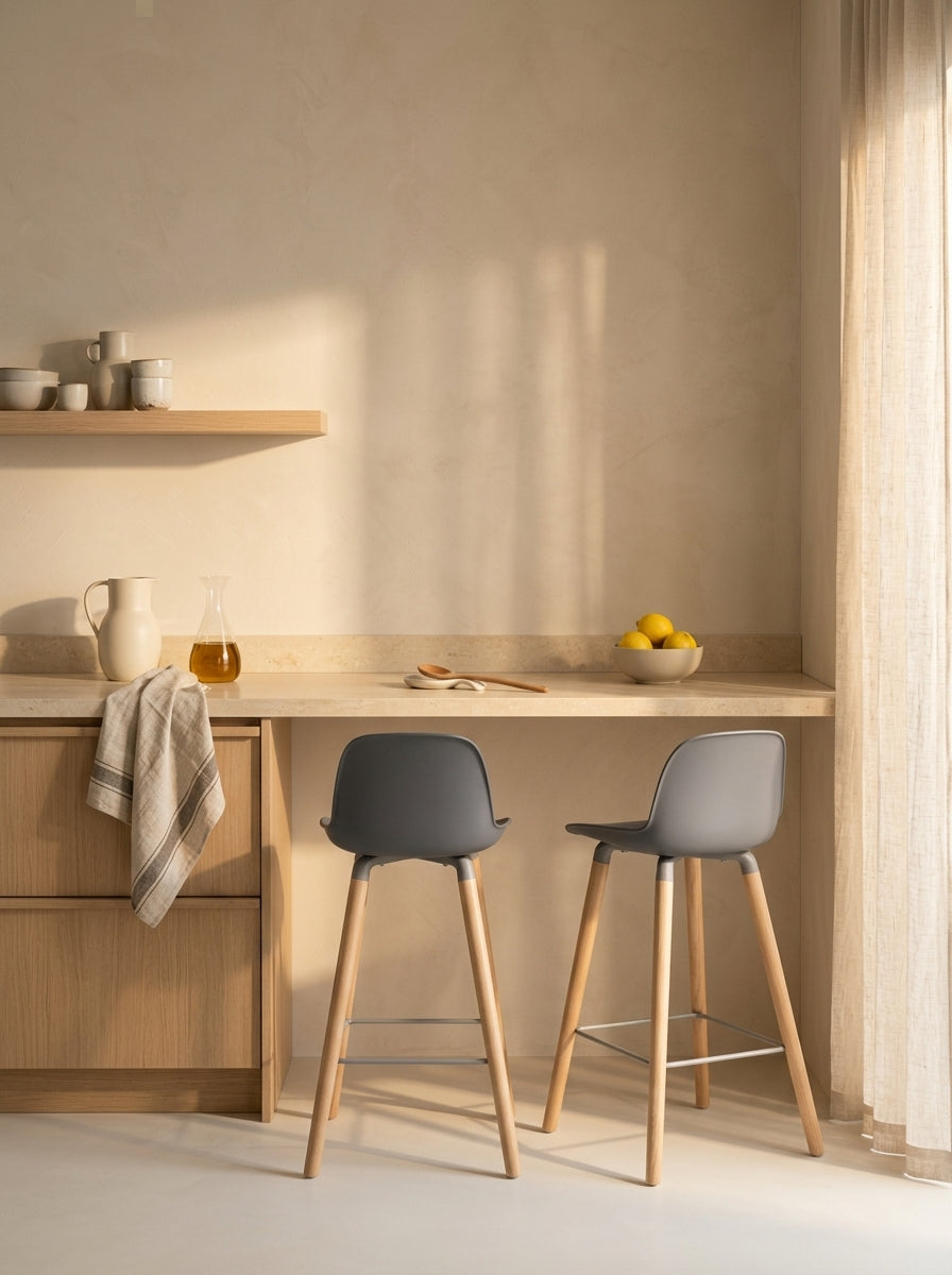 Albert Kuip 65 Cm - Set of 2 Bar & Counter Stools - Polypropylene Plastic - Dark Gray