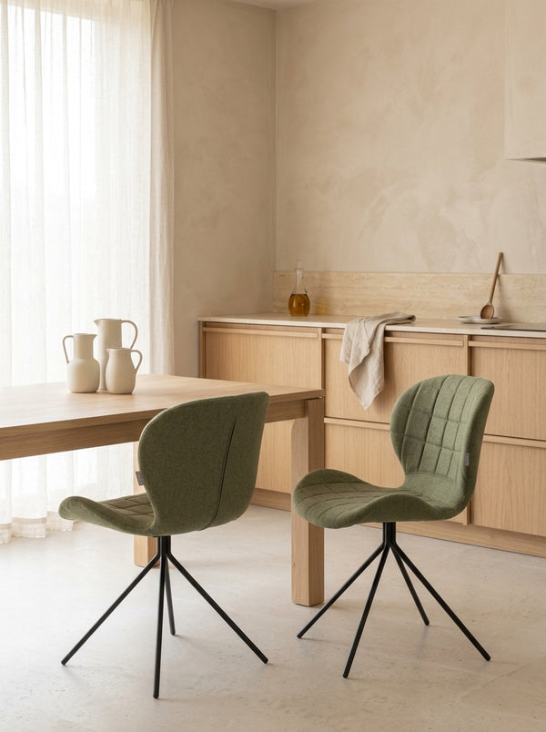 Omg - Lot De 2 Chaises De Salle À Manger - Tissu - Vert