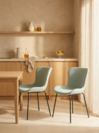 Junzo Rib - Set of 2 Dining Room Chairs - Fabric - Light Green