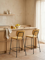 Benson 64.5 Cm - Set of 2 Bar & Counter Stools - Fabric - Ochre/Yellow