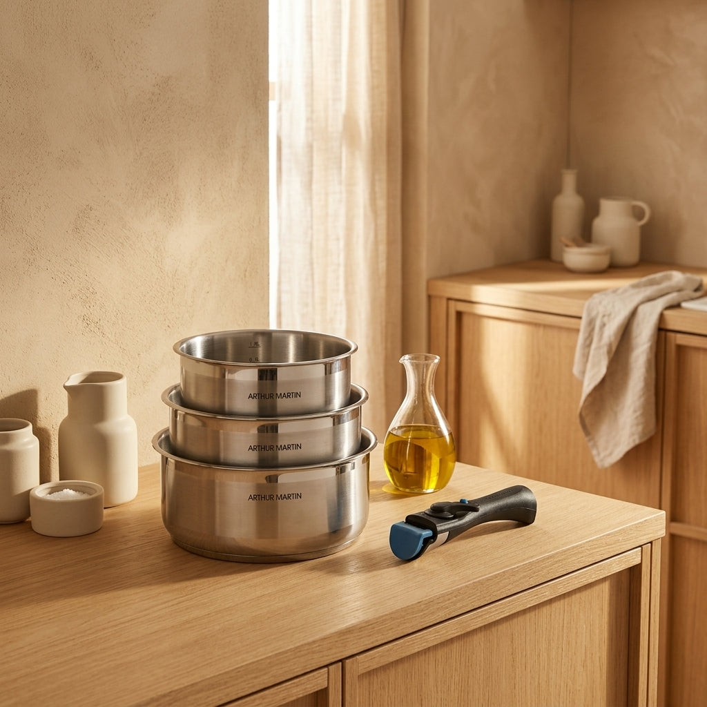 Set 3 Casseroles 16/18/20cm - Acier Inoxydable - Inox