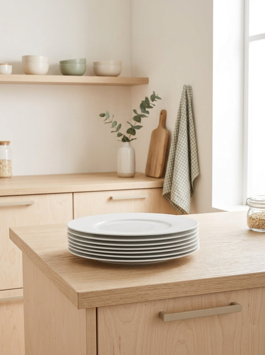 Solène - Lot De 6 Grandes Assiettes Plates - Ø29Cm - Blanc