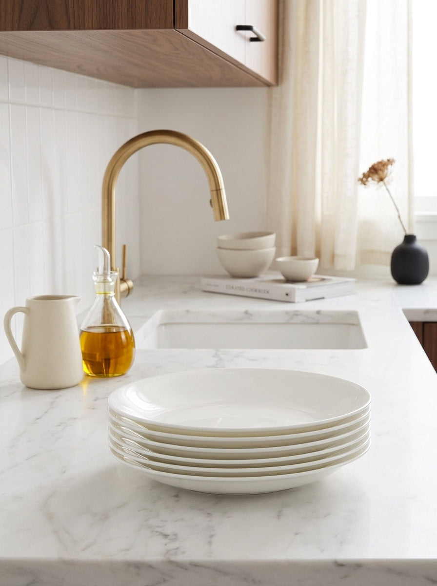 Taidu Ii - 6 Assiettes Creuses En Bone China - 21,8Cm - Blanc