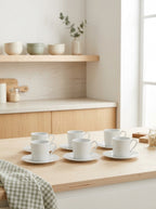 Solène - Lot De 6 Tasses À Thé Avec Soucoupes - 22Cl - Blanc