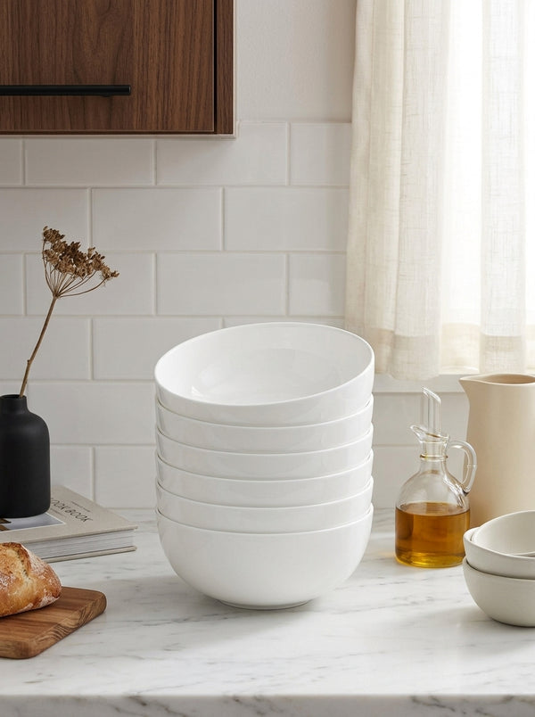 Taidu Ii - 6 Bone China Bowls - White - 2 Sizes