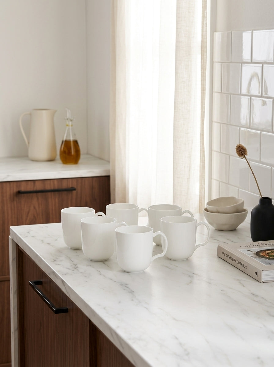 Taidu Ii - 6 Mugs À Thé En Bone China - 38Cl - Blanc