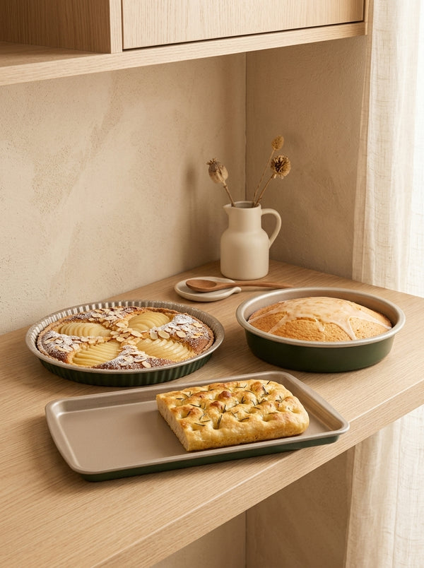 Aloe - 3-Piece Bakeware Set - Champagne/Green