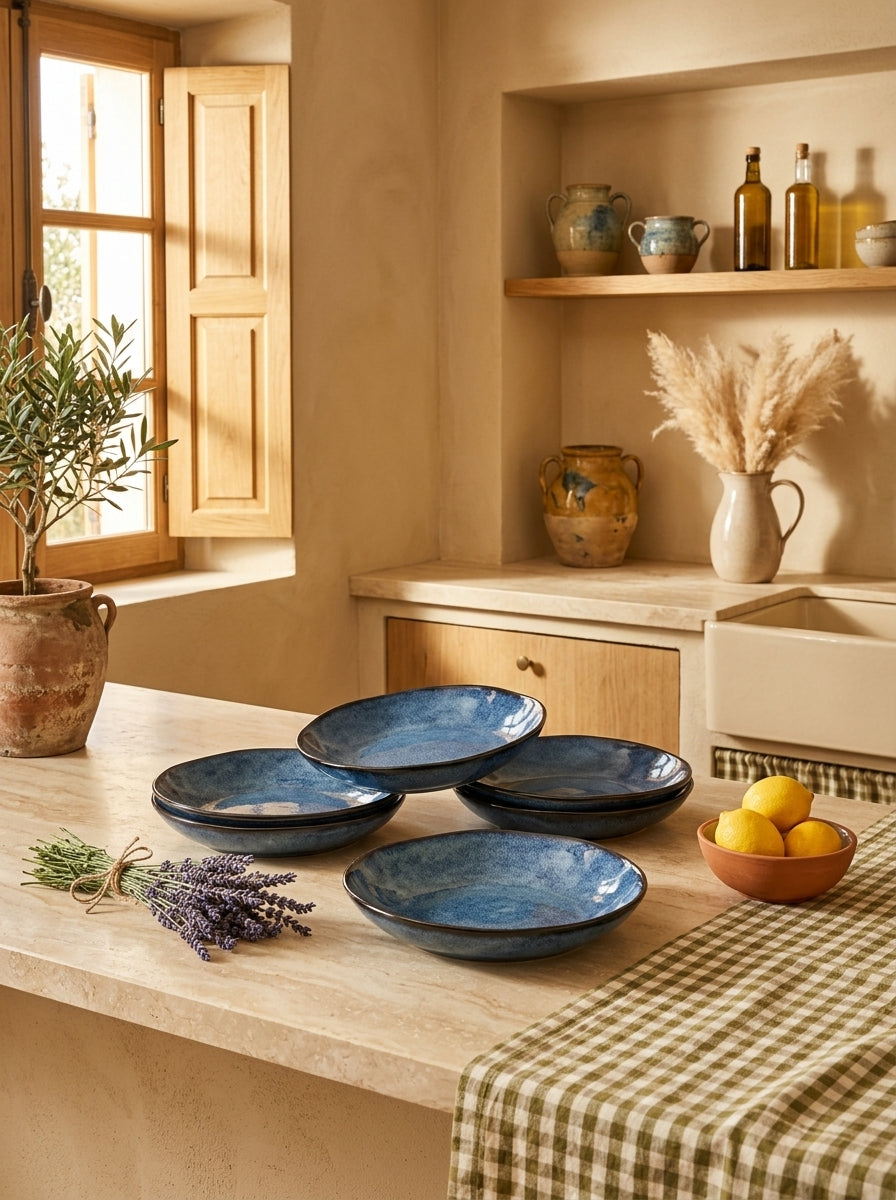 Genesis - Set De 4 Assiettes Creuses - Grès - Bleu