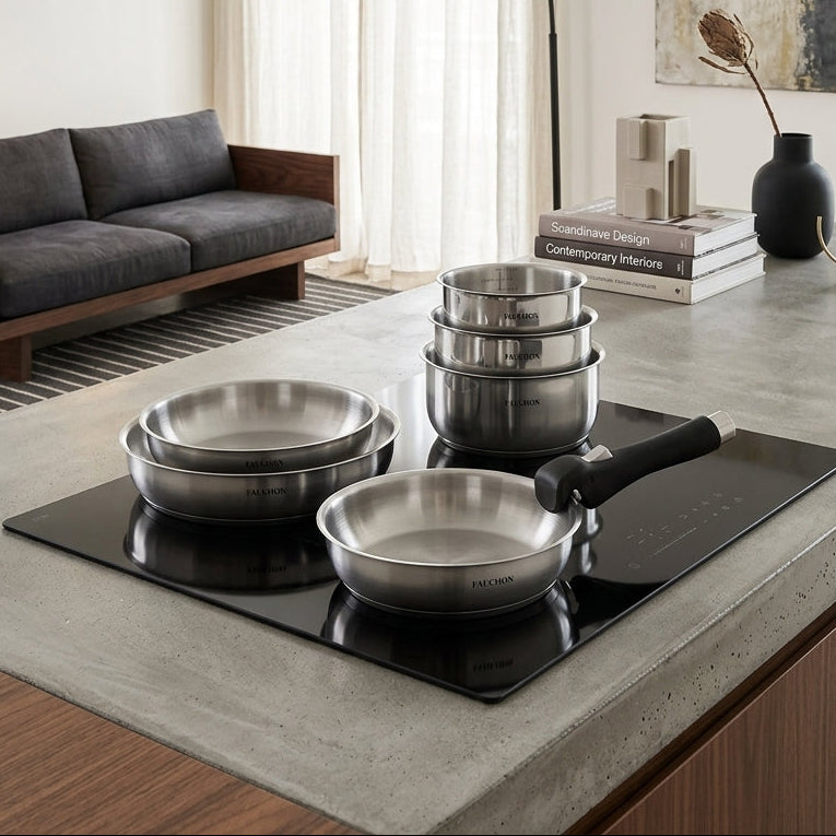 Fauchon - Set 7 Pièces Amovibles Inox 18/8 Induction - Argent