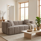 Orva - Canapé Droit Compressé 3 Places - Tissu Chenille - Taupe