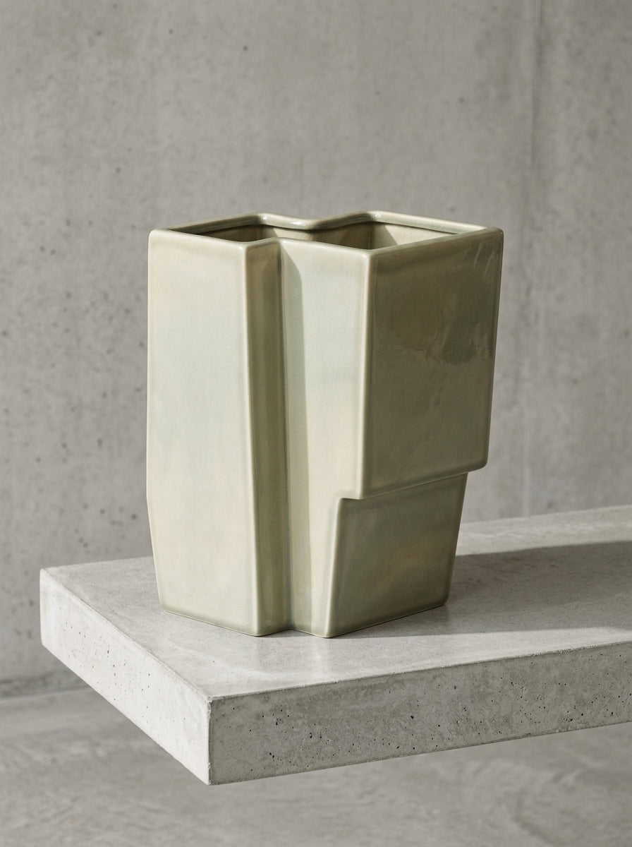 Sculptural Confluence Part 1 Bebop - Vaso °5 - Grès - Verde Chiaro